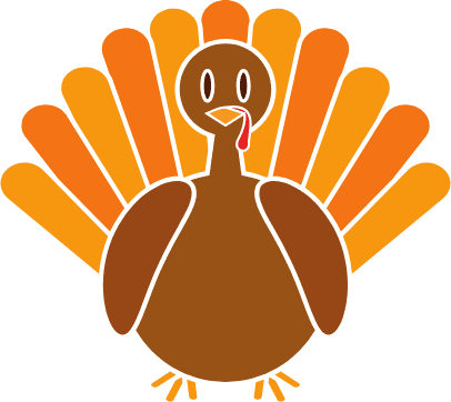 Cartoon turkey illustrating the answer to the November AmeriCorps joke about drumsticks.