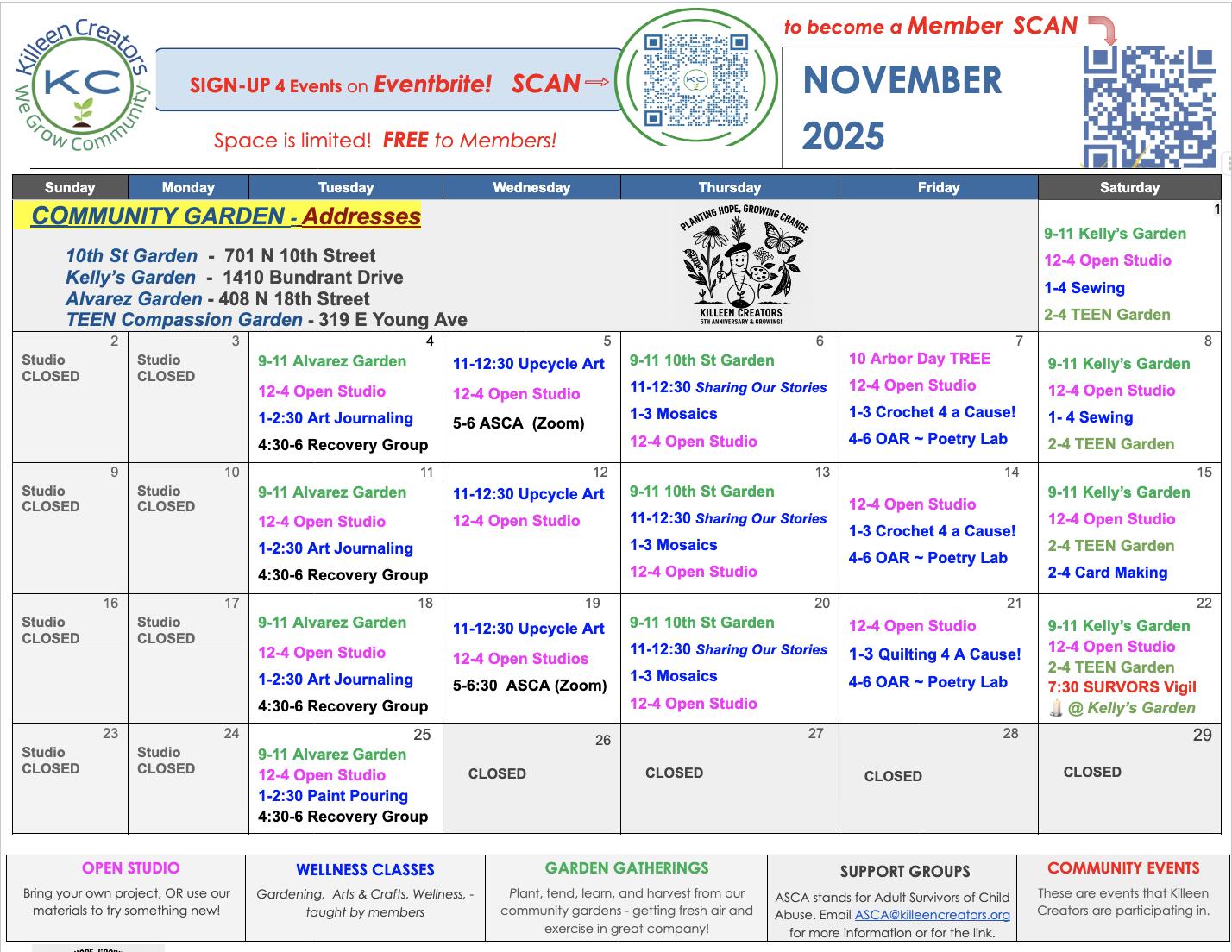 Killen November Calendar