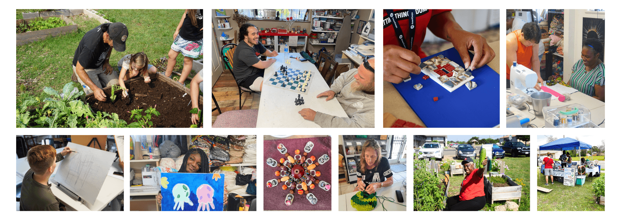 Collage of Killeen Creators activities: community events, art programs, and volunteer participation.